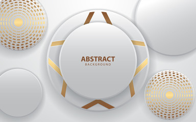 Luxury white overlap vector background a combination with light ornament golden element decoration. Modern and elegant frame vector design concept graphic template for use cover, banner, advertising