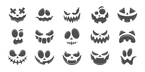 Foto op Plexiglas Scary and funny faces of Halloween pumpkin or ghost . Vector collection. © dosunets