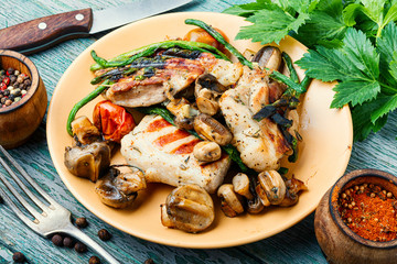 Grilled steak and spices