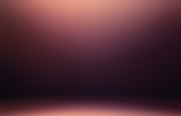 Burgundy dark smooth wall and floor abstraction. Impressive color empty room 3d background.