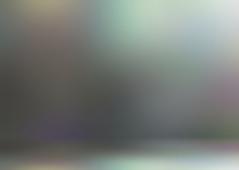 Holographic metal blurred texture. 3d wall and floor grey gleaming background. Precious room template.