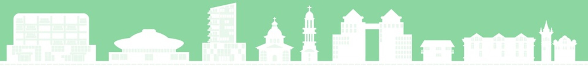 street of the house in a flat style on a green