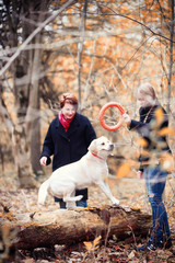 Young girl on a walk in the autumn