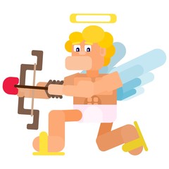 flat angel with wings and bow shoots