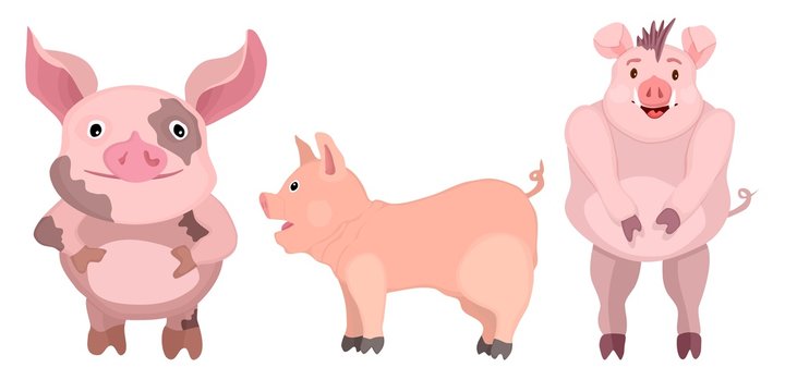 three little pigs a selection of drawn cartoons