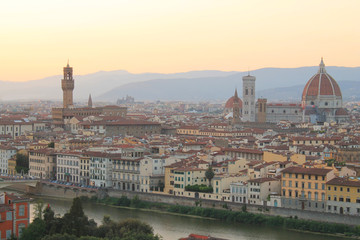 Fototapeta na wymiar Sunset in Florence, city in central Italy and birthplace of the Renaissance, it is the capital city of the Tuscany region, Italy
