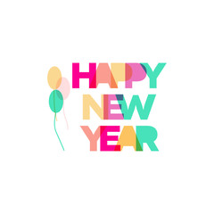 logo design vector template writing happy new year with colorful styles