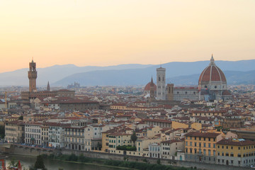 Sunset in Florence, city in central Italy and birthplace of the Renaissance, it is the capital city of the Tuscany region, Italy