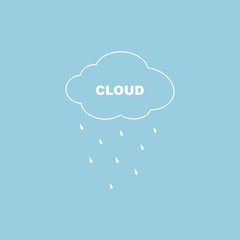 The cloud and raining on blue sky, vector and illustration flat design for web or template. 