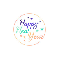 logo design vector template writing happy new year with colorful styles
