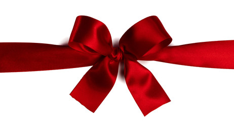 Red gift bow on white