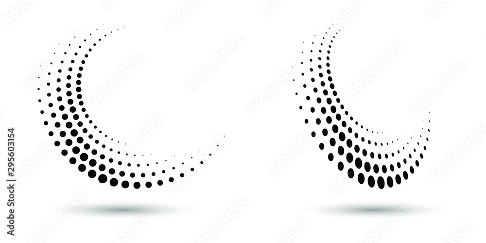Leinwandbilder Halftone circle frame, abstract dots logo emblem design element for any project. Round border icon or backgroud. Vector EPS10 illustration. Abstract dotted halftone vector with differents perspective.