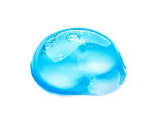 Cosmetic Cream Gel Texture Isolated On White Background. Close Up Of Green Transparent Drop Of Skin Care Product. High Quality