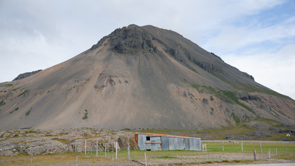 Beauty mountain next to on Hvalnes on a parking side,