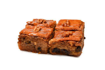 Tasty baklava isolated on white background.