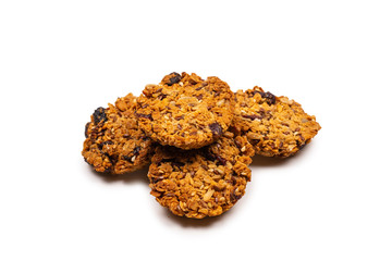 Granola cookies isolated on white background.