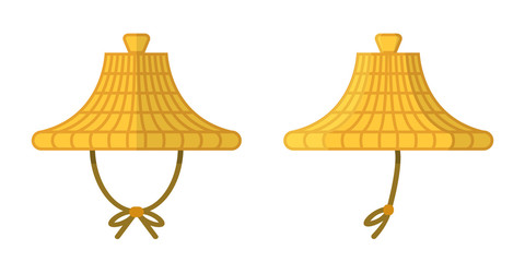 Asian straw hat isolated on white background.