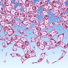 European Union Euro notes falling. Messy EUR bills