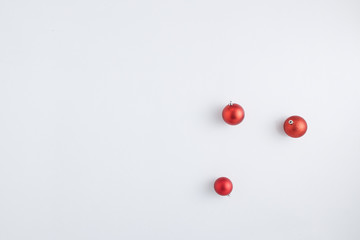 Christmas balls ornaments on a white background.