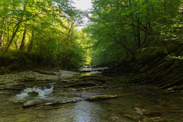 Fototapeta premium Plesetskie waterfalls Gelendzhik. Gelendzhik. Krasnodar region. Russia. 05.2018