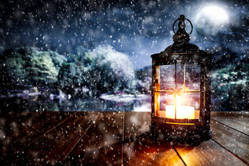 Table background of free space for your decoration and winter time 