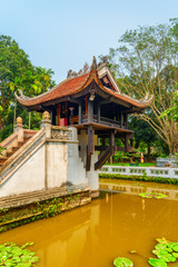 Amazing view of the One Pillar Pagoda in Hanoi, Vietnam