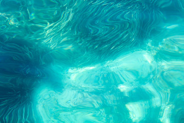 Ressource graphique Fond toile de fond océan bleu turquoise avec des reflets le mouvement des vagues et les algues et le sable