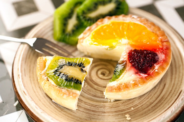 Fruit pie close-up details