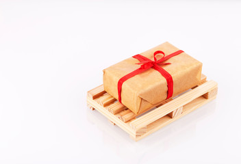 delivery presents in boxes on pallet