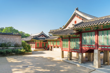 Scenic colorful buildings of Changdeokgung Palace in Seoul