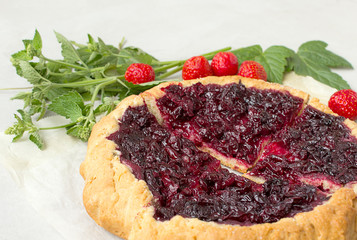 Rustic Cherry Pie, Gray Background