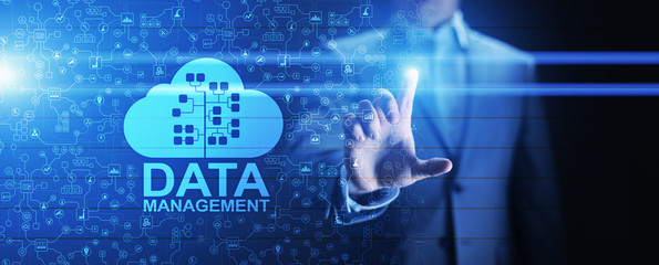 Data management system, cloud technology, Internet and business concept.