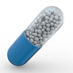 Many colorful pills isolated on white. 3D