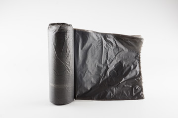 roll of trash bags isolated on white background