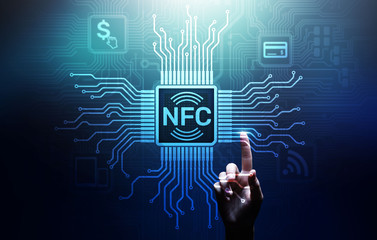NFC Wireless communication technology Digital payment concept.