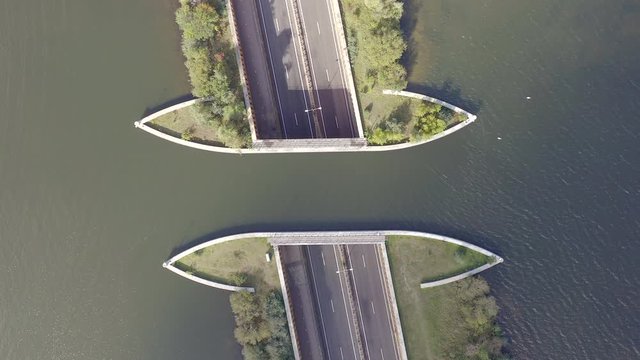 An Aqueduct in the Netherlands Allowing Ships to Pass Over a Motorway