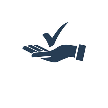 hand, check mark. Vector icon on a white background.