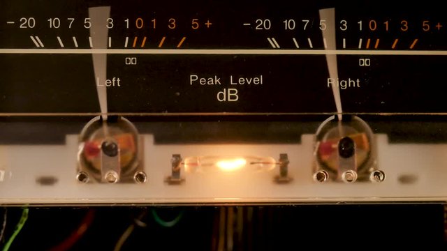 VU meter displaying a representation of the signal level in audio