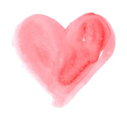Hand-drawn painted cute pink heart, element for design. Valentine's day. For holiday, postcard, poster, carnival, banner, birthday and children's illustration. Watercolor Beautiful heart. Love © supergrey