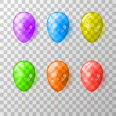 Realistic multi-colored transparent inflatable balls. Vector illustration.