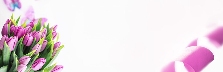 Bouquet of beautiful pink tulips