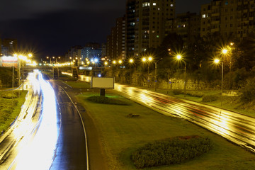 Long exposed road city traffic in Tallinn, Estonia.