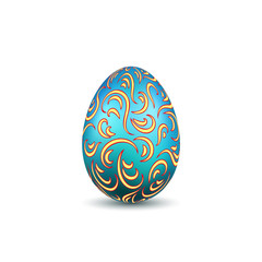 Easter egg 3D icon. Ornate color egg, isolated white background. Swirl realistic design, decoration Happy Easter celebration. Holiday ornamental element. Graceful spring pattern. Vector illustration