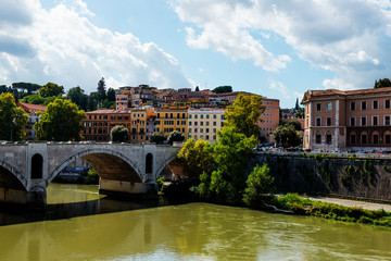 Fototapeta na wymiar roman bridge over the tiber river