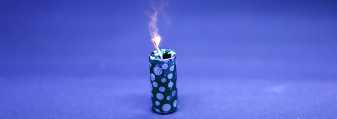firecrackers for Diwali festival on blue background