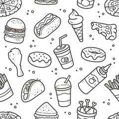 Seamless Fast Food Pattern