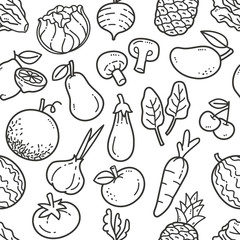 Seamless Fruit and Vegetable Pattern