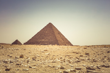 Fototapeta na wymiar The great Pyramids of Gizeh Egypt shot in the summer of 2019