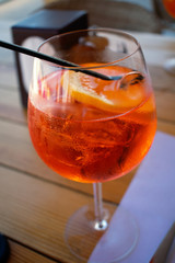 Aperol syringe in a glass close-up