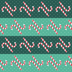 Candy cane. Seamless vector illustration with abstract candies, polka-dot background